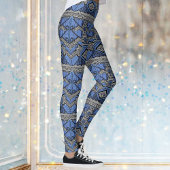 Blaue "Art Deco"-Perlen und Silberspitzen - rausch Leggings