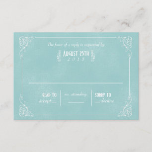 Blaue Art Deco RSVP-Karten im Vintage-Stil RSVP Karte