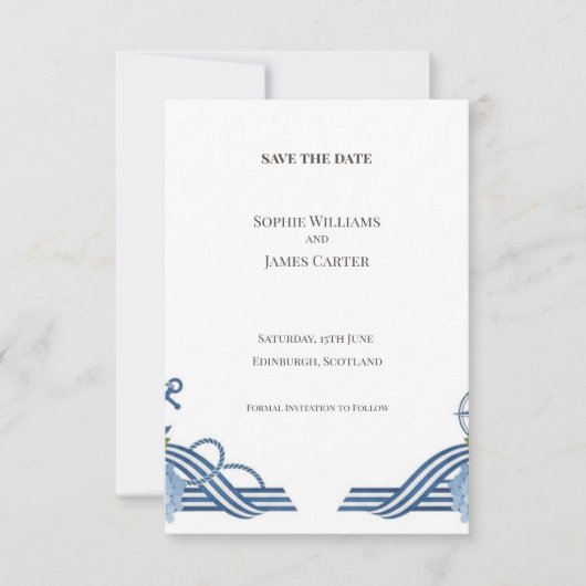 Blaue Art Deco Save-the-Date-Karte Save The Date (Vorderseite)