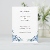Blaue Art Deco Save-the-Date-Karte Save The Date (Stehend Vorderseite)