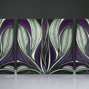Blaue Art Nouveau inspirierte klassische floral ge Fliese