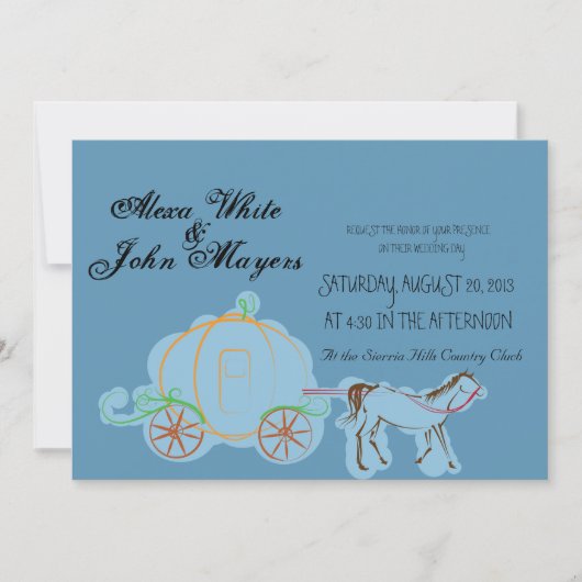 Blaue Aschenputtel-Hochzeitseinladung Einladung (Vorderseite)