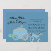 Blaue Aschenputtel-Hochzeitseinladung Einladung (Vorne/Hinten)