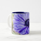 Blaue Aster-Blumen-Kaffeetasse Zweifarbige Tasse (Vorderseite Links)