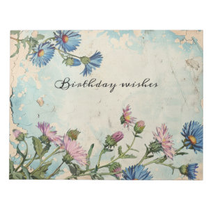 Blaue Aster Geburtsblume September Florales Rahmen Notizblock