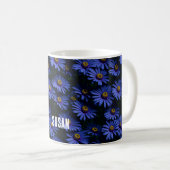 Blaue Aster-Muster Kaffeetasse (VorderseiteRechts)