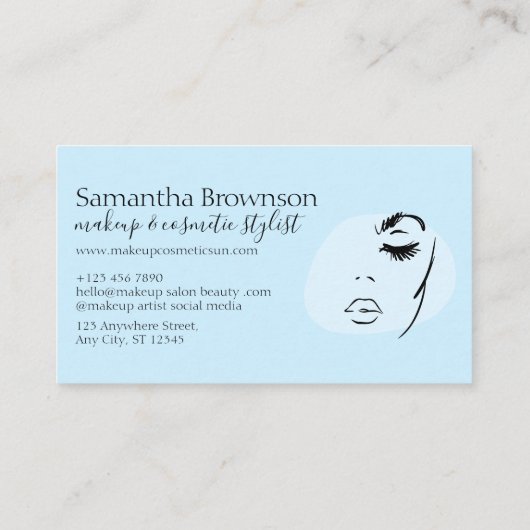 Blaue Ästhetik Feminine Gesicht Schönheit Haut Visitenkarte (Rückseite)