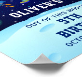 Blaue Astronautenpartei im Weltraum Poster (Ecke)