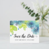 Blaue ätherische Blume Hochzeit Speichern Sie das Postkarte (Stehend Vorderseite)