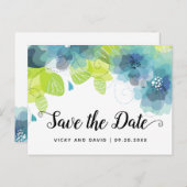 Blaue ätherische Blume Hochzeit Speichern Sie das Postkarte (Vorne/Hinten)