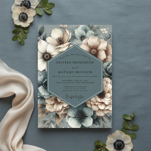 Blaue Ätherische Hochzeit Einladung