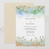 Blaue Ätherische Hochzeit Einladung (Vorne/Hinten)