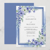 Blaue Ätherische Hochzeitsblumen Einladung (Vorne/Hinten)