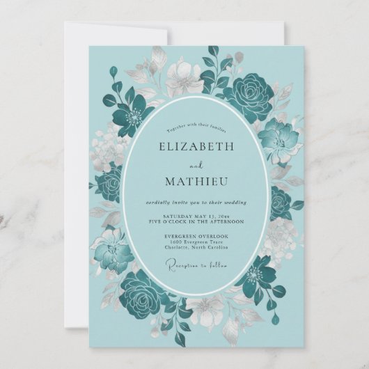 Blaue Ätherische Winterhochzeit Einladung (Vorderseite)