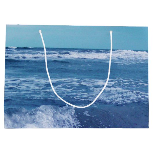 Blaue Atlantikwellen Wolken Himmelsfotografie Große Geschenktüte (Rückseite)