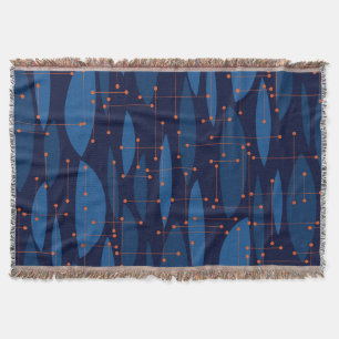 Blaue atomare nahtlose Muster im Mid-Century-Stil Decke