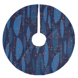Blaue atomare nahtlose Muster im Mid-Century-Stil Polyester Weihnachtsbaumdecke