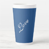 Blaue attraktive kalligraphische Liebe Hochzeit Milchtasse (Vorderseite)