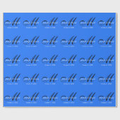 Blaue attraktive Mongram Hochzeit Geschenkpapier (Flach)