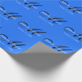 Blaue attraktive Mongram Hochzeit Geschenkpapier (Ecke)