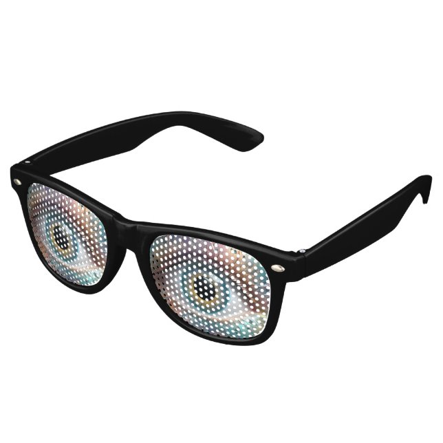 Blaue Augapfel-Fraktalkunst, Partybrille (Schrägansicht)