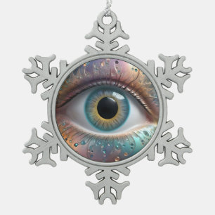 Blaue Augapfel-Fraktalkunst, Schneeflocken Zinn-Ornament