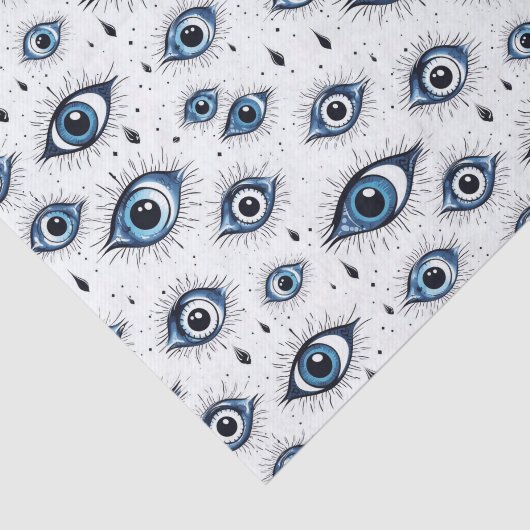 Blaue Augen Muster Modernes Abstraktes Dekoupage Seidenpapier (Ausschnitt)