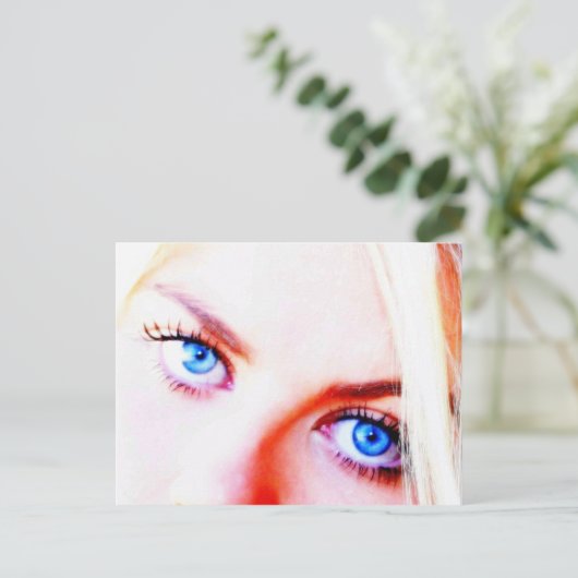 blaue Augen Postkarte (Stehend Vorderseite)