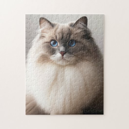 Blaue Augen Ragdoll Katze | Fluffiger Luxus Puzzle (Vertikal)