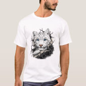 Blaue Augen Schneeleopard T-Shirt (Vorderseite)