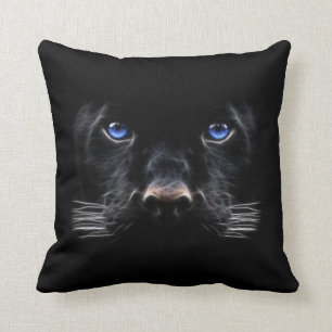 Blaue Augen-schwarzer Panther Kissen