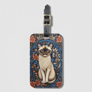 Blaue Augen Siamesische Katze William Morris Inspi Gepäckanhänger
