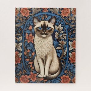 Blaue Augen Siamesische Katze William Morris Inspi Puzzle