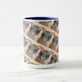 Blaue Augen Silber Katzen Tasse (Zentrum)
