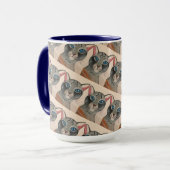 Blaue Augen Silber Katzen Tasse (Vorderseite Links)
