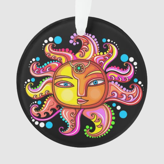 Blaue Augen Sonne Himmelsakzessorium aus Acryl Ornament (Vorderseite)