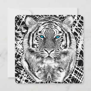 Blaue Augen-Tiger-Schwarzweiss-Grafik
