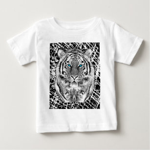 Blaue Augen-Tiger-Schwarzweiss-Grafik Baby T-shirt