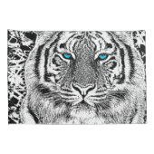 Blaue Augen-Tiger-Schwarzweiss-Grafik Kissenbezug (Rückseite-Rechts)