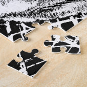 Blaue Augen-Tiger-Schwarzweiss-Grafik Puzzle (Seite)