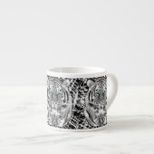 Blaue Augen-Tigerschwarzweiss-entwurf Espressotasse (Vorderseite Rechts)