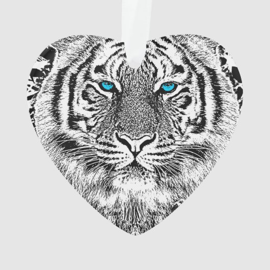 Blaue Augen-Tigerschwarzweiss-streifen Ornament (Rückseite)