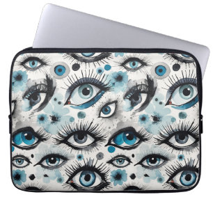 Blaue Augen und Lashes Wasserfarben Laptopschutzhülle