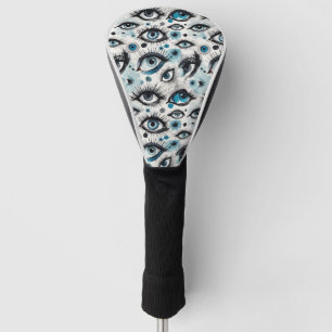 Blaue Augen und Wimpern im Aquarellstil Golf Headcover