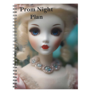 Blaue Augen Vintage Puppe, Abschlussball Nacht Notizblock