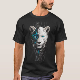 Blaue Augen Weiße Löwen T-Shirt   Mystischer Löwen