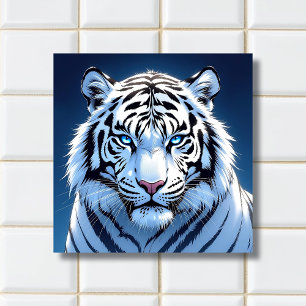 Blaue Augen Weiße Tiger Ai Kunst Fliese
