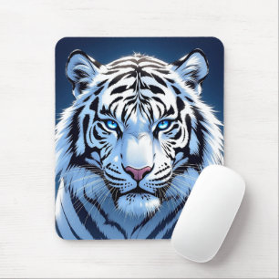 Blaue Augen Weiße Tiger Ai Kunst Mousepad