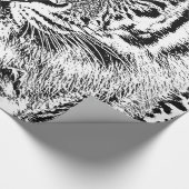 Blaue Augen-wildes Tigerschwarzweiss-gesicht Geschenkpapier (Ecke)