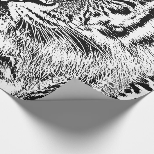 Blaue Augen-wildes Tigerschwarzweiss-gesicht Geschenkpapier (Ecke)